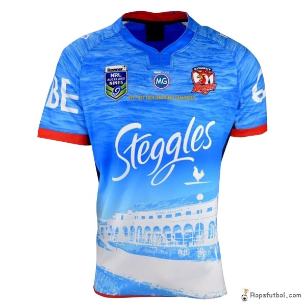 Camiseta Rugby Sydney Roosters NRL Champion 2017 Claro Azul